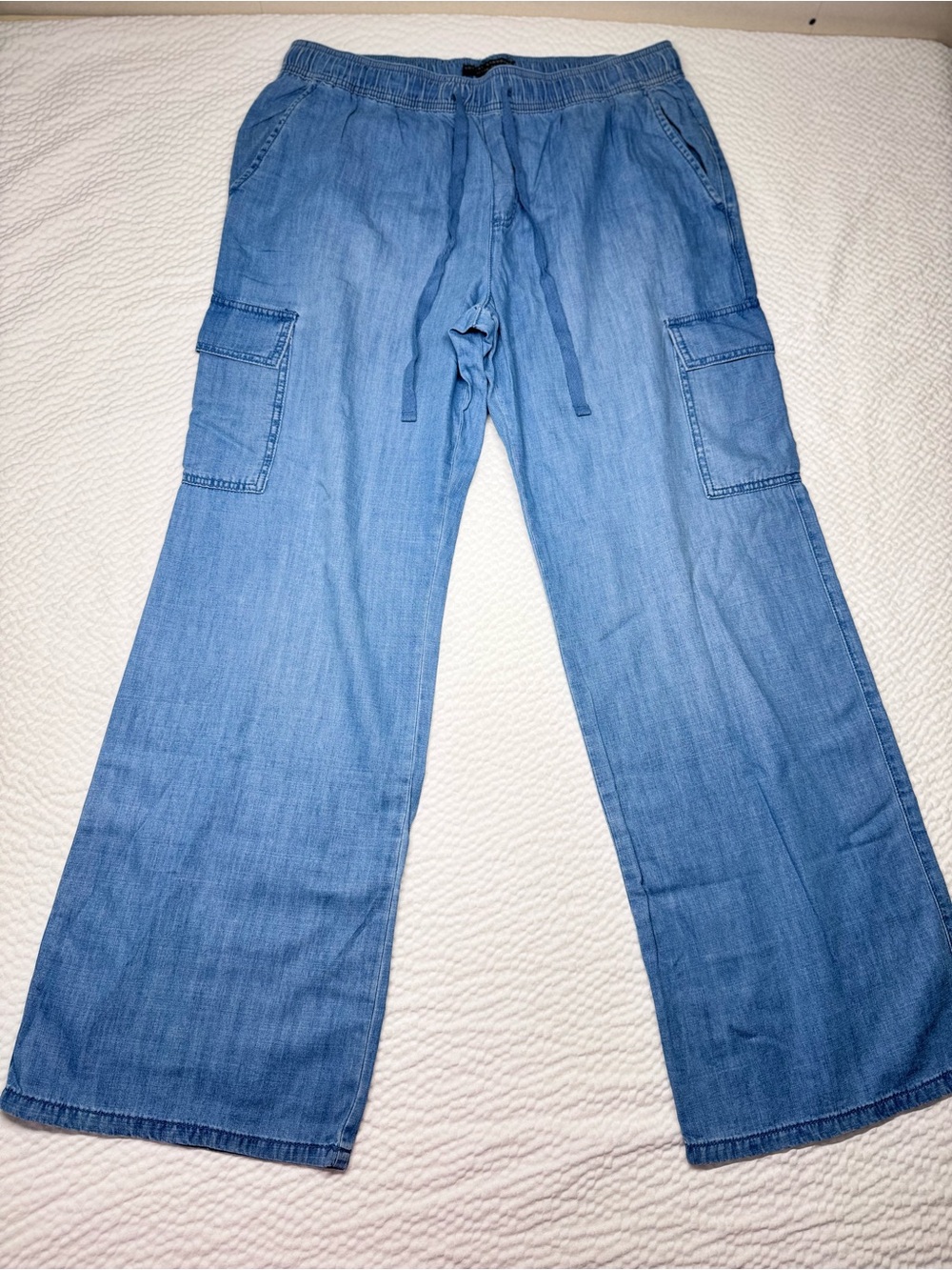 Social Standard by Sanctuary Caravan Cargo Pants XL Coastal Blue Wide Leg Lyocel